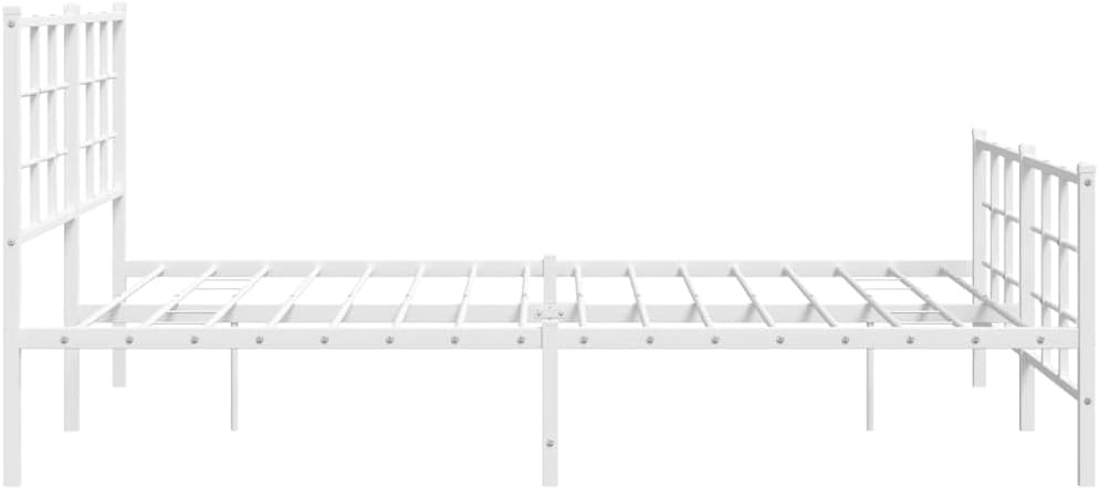 White Metal King Size Bed Frame Heavy-Duty Steel Construction Rectangular Modern Sleek Finish for Bedroom Furniture