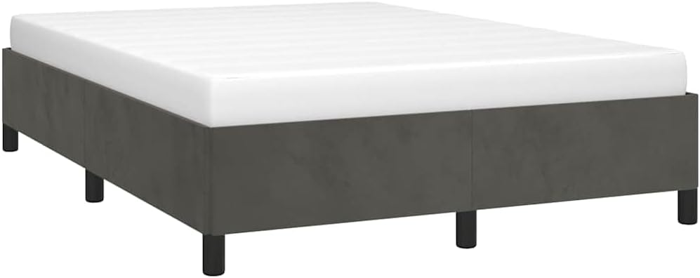 Dark Grey Velvet Bed Frame with Full Storage, Engineered Wood and Plywood Construction, Modern Bedroom Furniture for Stylish Decor