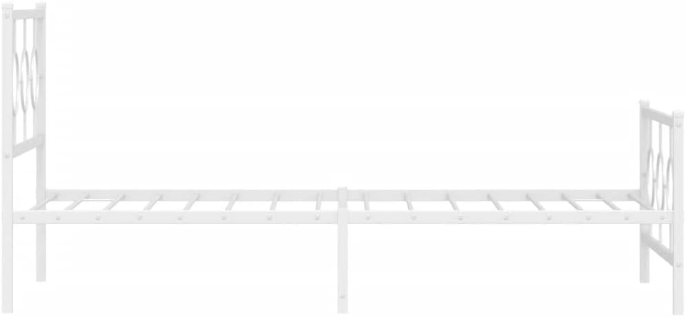 Twin Bed Frame Metal Platform with Footboard White 39.4'x78.7' Sturdy Steel Construction Underbed Storage Space for Bedroom Guest Room