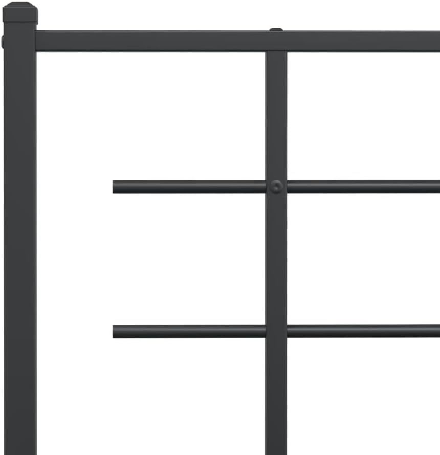 Metal Bed Frame Queen Size with Footboard Black 39.4'x78.7' Sturdy Steel Platform Bedframe Underbed Storage Space for Bedroom