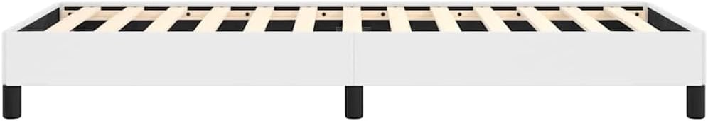 White Faux Leather Twin Bed Frame with Plywood and Engineered Wood Construction, Modern Platform Design for Standard Mattress, Sturdy Support and Sleek Matte Finish