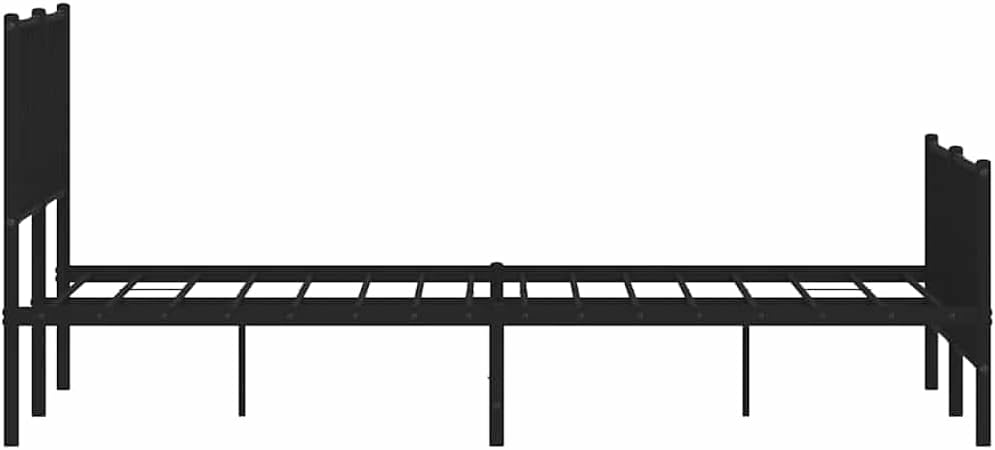 Metal Bed Frame with Footboard Queen Size Platform Bed Steel Construction Black 59.1'x78.7' Underbed Storage Space Sturdy Bedframe for Bedroom Furniture