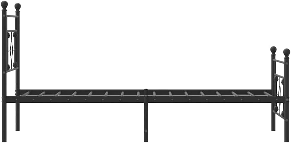 Twin Metal Bed Frame with Footboard Black Sturdy Steel Platform Bed Frame Underbed Storage Space No Mattress Needed for Bedroom