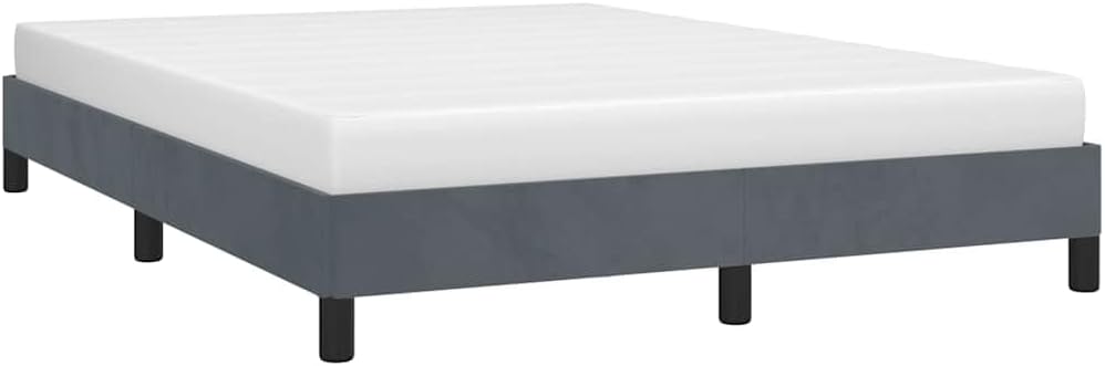 Dark Grey Velvet Full Size Bed Frame with Durable Engineered Wood Support, Modern Upholstered Sleek Design for Bedroom Decor, Soft Plush Comfort and Easy Maintenance Matte
