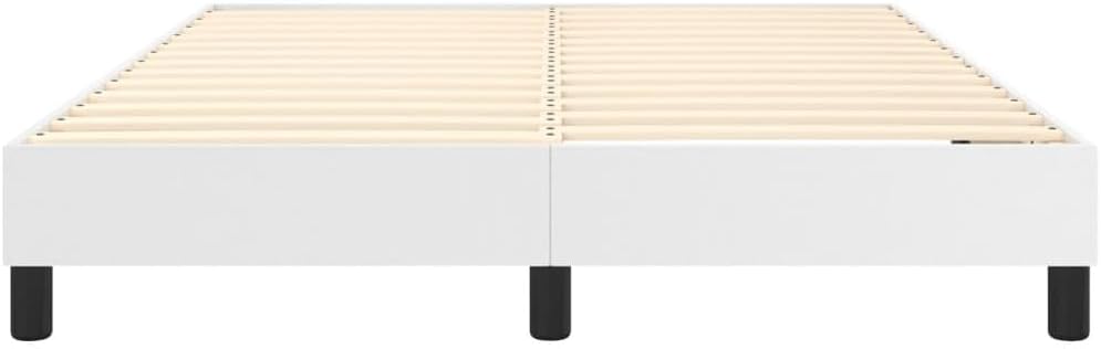 White Faux Leather Full Bed Frame with Plywood Slats, Modern Minimalist Platform Bed for Adults, Durable Engineered Wood Construction, Easy Assembly and Effortless Cleaning,