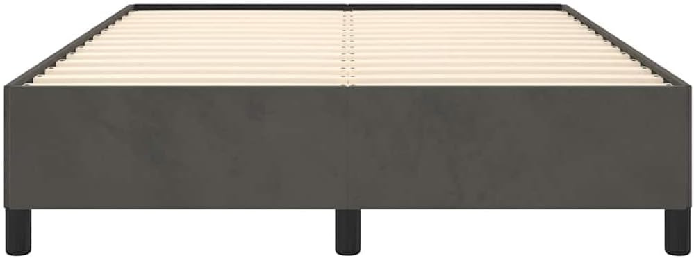 Dark Grey Velvet Bed Frame with Full Storage, Engineered Wood and Plywood Construction, Modern Bedroom Furniture for Stylish Decor