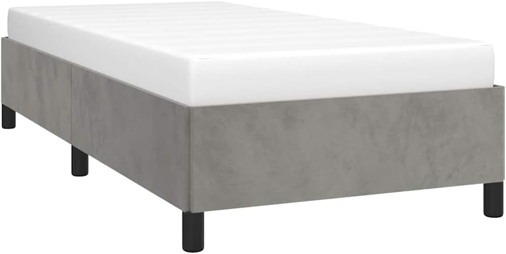 Light Grey Velvet Twin XL Bed Frame with Supportive Slatted Base, Engineered Wood Construction for Stability and Comfort, 4-Piece Set for Modern Bedroom Decor