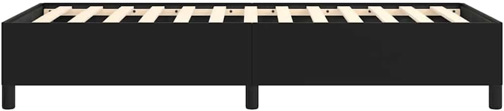 Twin XL Faux Leather Bed Frame Black Engineered Wood Plywood Modern Design Sturdy Support Space Saving Easy Assembly Low Maintenance