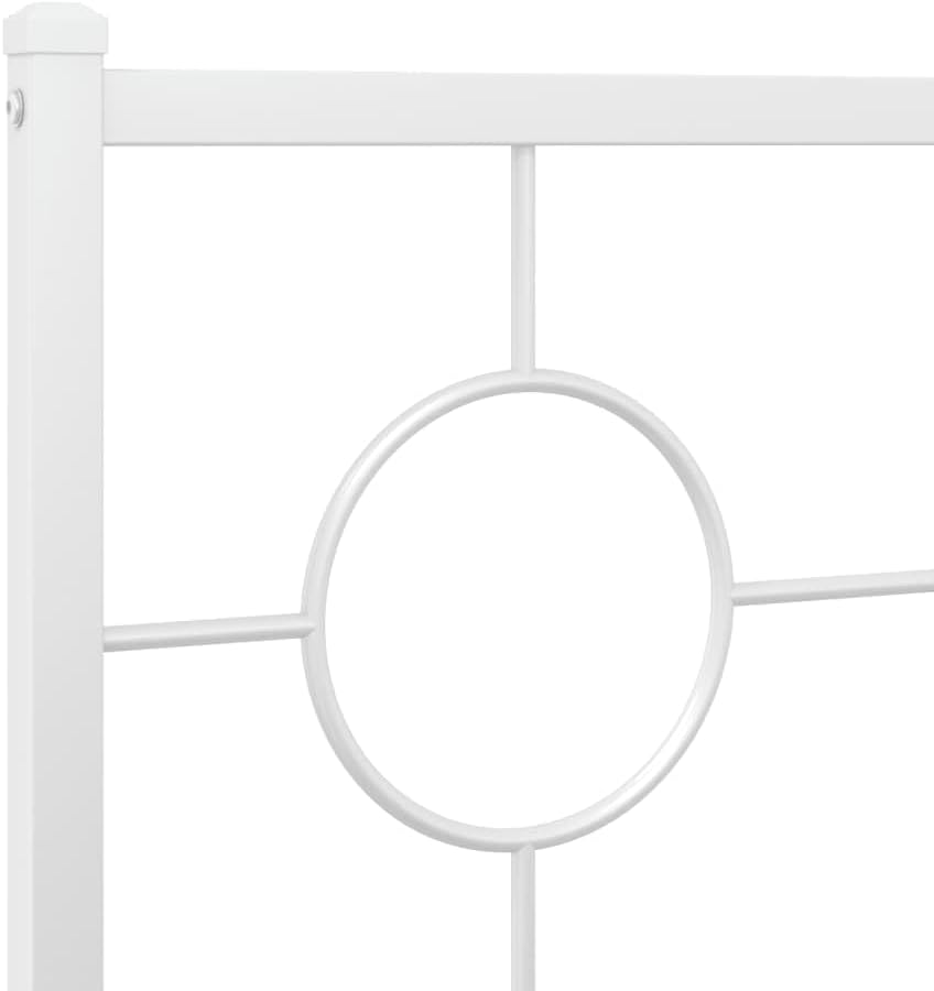 Queen Bed Frame with Headboard, Metal Platform Bed Frame Steel Construction White 59.1'x78.7' Underbed Storage Space for Bedroom Guest Room