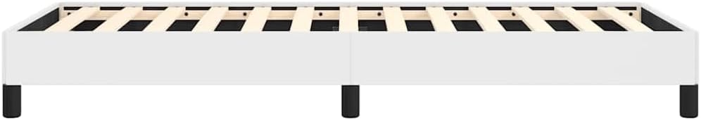 Modern Twin XL Faux Leather Bed Frame in White for Adults with Minimalist Design and Robust Support for Easy Assembly and Compact Size