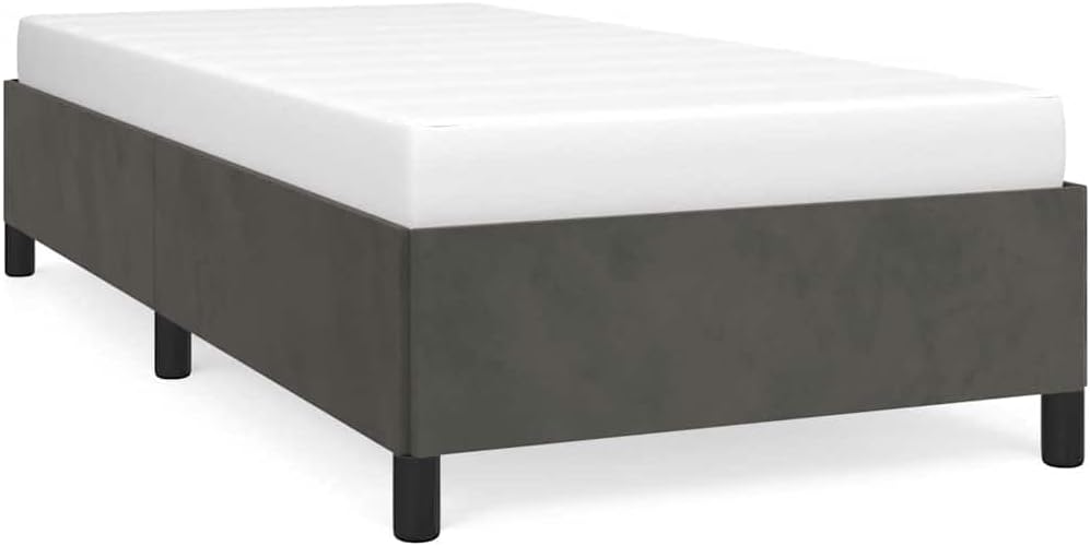 Twin XL Velvet Bed Frame Dark Grey with Plywood and Engineered Wood Construction, Modern Upholstered Platform Bed for Bedroom, Space Efficient Design with Adjustable Options