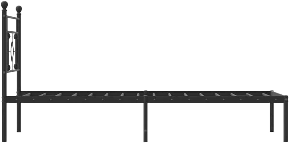 Metal Bed Frame with Headboard Black 39.4'x78.7' Steel Platform Bedframe Underbed Storage Space Sturdy Bed Base No Box Spring Needed for Bedroom Guest Room