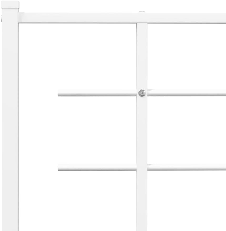 White Powder-Coated Steel Single Bed Frame with Headboard, Sturdy Metal Frame for Bedroom or Guest Room, Modern Design Easy Assembly