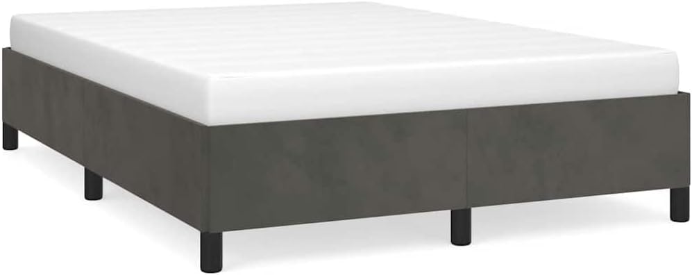 Dark Grey Velvet Bed Frame with Full Storage, Engineered Wood and Plywood Construction, Modern Bedroom Furniture for Stylish Decor