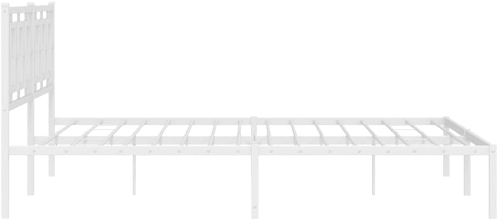 Metal Bed Frame with Headboard White Queen Platform Bed Frame 76'x79.9' Steel Construction Underbed Storage Space Sturdy Bedframe for Bedroom Furniture
