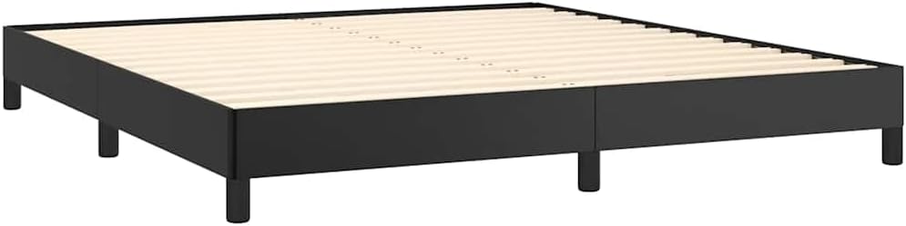 King Size Bed Frame in Black Faux Leather with Sturdy Plywood and Engineered Wood Construction, Modern Platform Design for Adults, Durable and Easy to Clean, No Box Spring