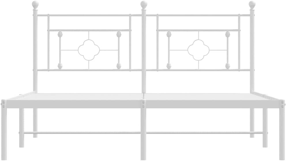 Metal Bed Frame with Headboard White Queen Platform Bed Frame 59.1'x78.7' Steel Construction Underbed Storage Space for Bedroom Guest Room