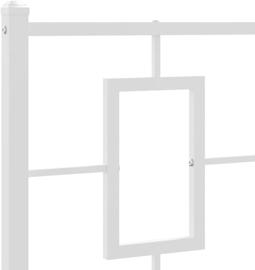 Metal Bed Frame with Footboard Twin Size White Sturdy Steel Platform Bed Frame for Bedroom Furniture Underbed Storage Space
