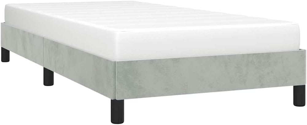 Light Gray Velvet Twin Bed Frame with Plywood and Engineered Wood, Breathable Fabric for Enhanced Air Circulation, Sturdy Construction and Modern Design, Customizable