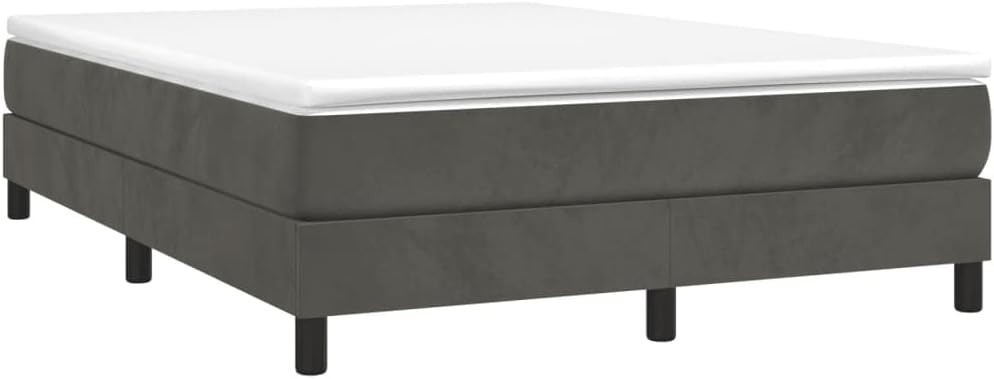 Dark Grey Velvet Queen Bed Frame with Plywood and Engineered Wood Construction, Durable Modern Platform Bed with Soft Velvet Upholstery and Spacious Dimensions for Bedroom