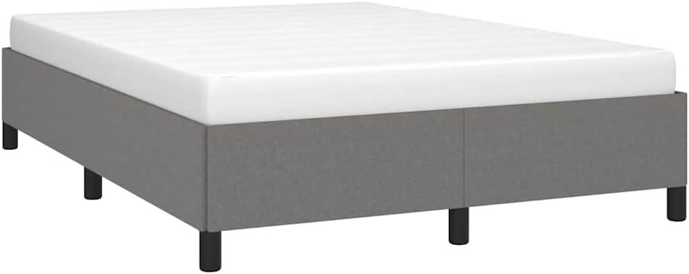 Dark Grey Fabric Bed Frame with Upholstered Headboard for Full Mattress, Premium Plywood and Engineered Wood Construction, Modern Bedroom Furniture for Adults, Durable