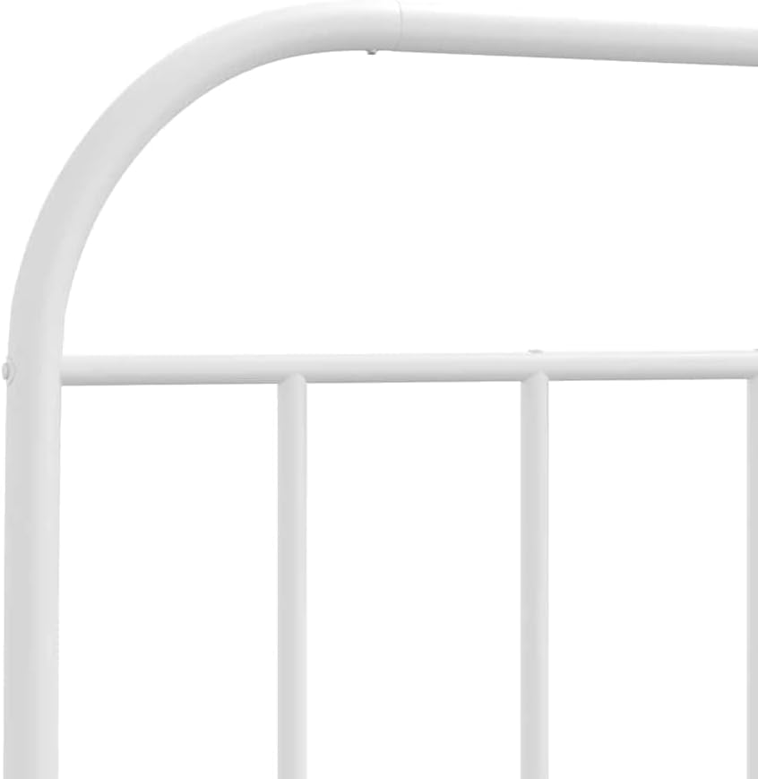 White Powder-Coated Steel Twin Bed Frame with Headboard, Durable Metal Construction and Minimalist Design for Modern Bedroom, Space Efficient Single Sleeper Bed Frame