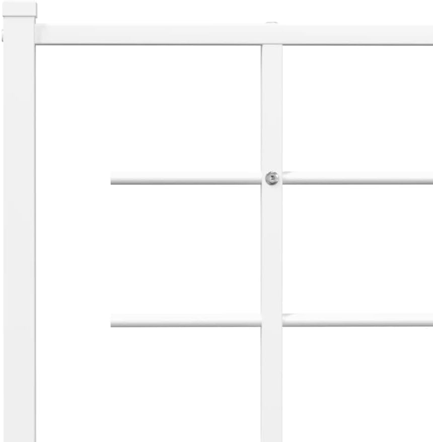 White Powder-Coated Steel Full Bed Frame Rectangular Modern Sturdy Platform with Easy Assembly and Durable Construction for Adults and Guest Rooms Sleek Contemporary Design
