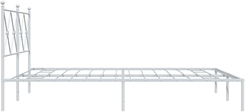 King Size Bed Frame with Headboard, White Powder-Coated Steel Modern Platform Bed Frame, Sturdy Metal for Mattress, Minimalist Design, Easy Assembly