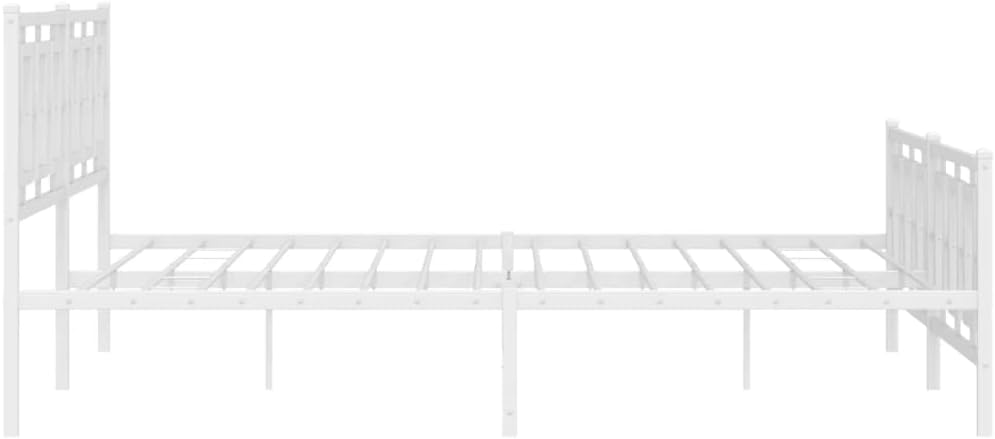 Metal Bed Frame with Footboard White King Size 76'x79.9' Sturdy Steel Platform Bed Frame with Underbed Storage Space for Bedroom Furniture