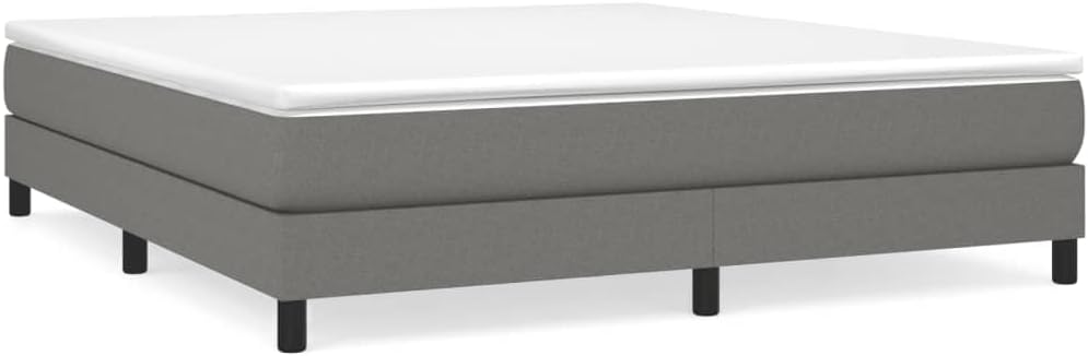 Dark Grey King Size Fabric Bed Frame with Engineered Wood Legs, 4-Piece Set for Modern Bedroom, Breathable Polyester Upholstery and Sturdy Plywood Construction, Easy