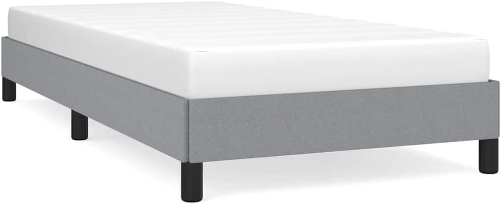 Light Grey Twin XL Bed Frame with Breathable Polyester Upholstery and Sturdy Plywood Engineered Wood Construction for Modern Bedroom Furniture