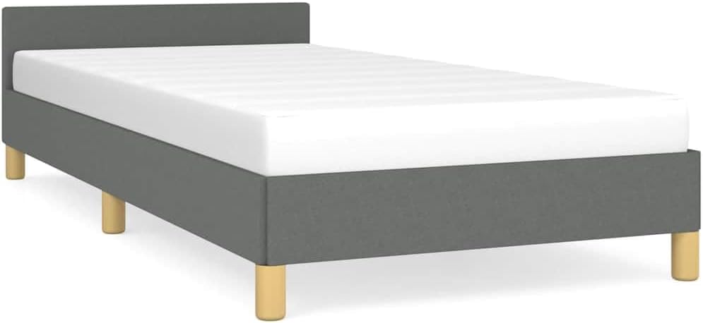 Twin XL Upholstered Bed Frame with Headboard in Dark Grey 100% Polyester Fabric, Engineered Wood Structure for Durable Support and Easy Assembly, Modern Minimalist Design
