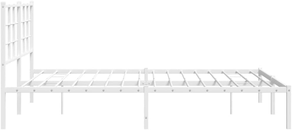Metal Bed Frame with Headboard Queen Size Platform Bed Frame Steel Construction White 59.1'x78.7' Underbed Storage Space for Bedroom Furniture