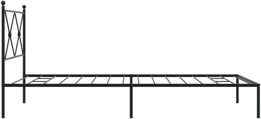 Metal Bed Frame with Headboard Black 39.4'x78.7' Queen/Twin Size Platform Bedframe Steel Construction Underbed Storage Space for Bedroom Furniture