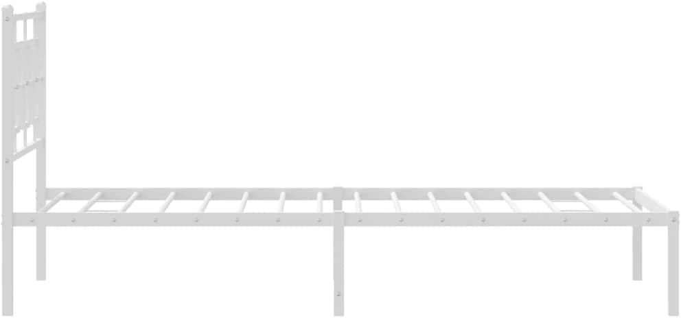 Twin Bed Frame White Powder-Coated Steel Modern Design with Storage Space Rectangular Shape for Bedroom Furniture