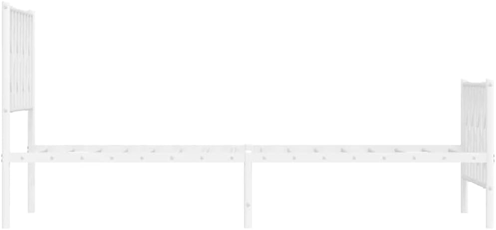 Metal Bed Frame with Footboard Twin Size White Sturdy Steel Platform Bed Frame with Underbed Storage Space and Easy Assembly for Bedroom Guest Room