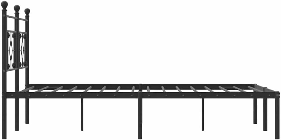 Metal Bed Frame with Headboard Black Queen Size 59.1'x78.7' Platform Bed Frame Sturdy Steel Construction Underbed Storage for Bedroom Furniture