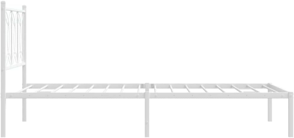 White Metal Bed Frame with Headboard Steel Platform Base 39.4'x78.7' Twin/Queen Size Sturdy Bedframe for Bedroom with Underbed Storage Space