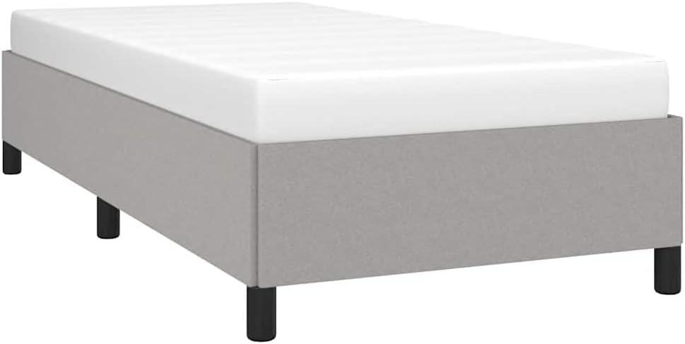 Light Gray Polyester Twin XL Bed Frame with Plywood and Engineered Wood Construction, Modern Breathable Fabric Design for Sturdy Support and Easy Assembly, Versatile Sleeping