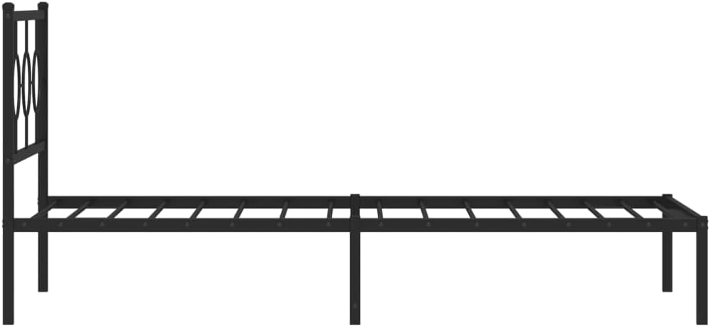 Metal Bed Frame with Headboard Black Steel Platform Bed Frame 39.4'x78.7' Queen Size Sturdy Bedframe with Underbed Storage Space for Bedroom Furniture