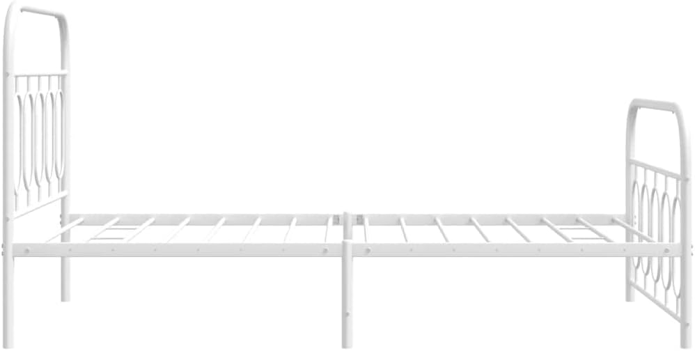 Twin Metal Bed Frame with Footboard White 39.4'x78.7' Sturdy Steel Platform Bed Base with Underbed Storage Space for Bedroom Guest Room
