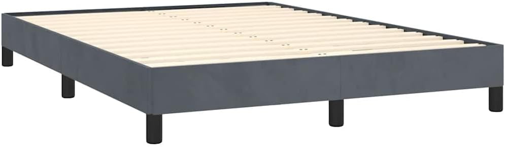 Dark Grey Velvet Full Size Bed Frame with Durable Engineered Wood Support, Modern Upholstered Platform Frame for Bedroom, Soft Velvet Fabric and Sturdy Construction