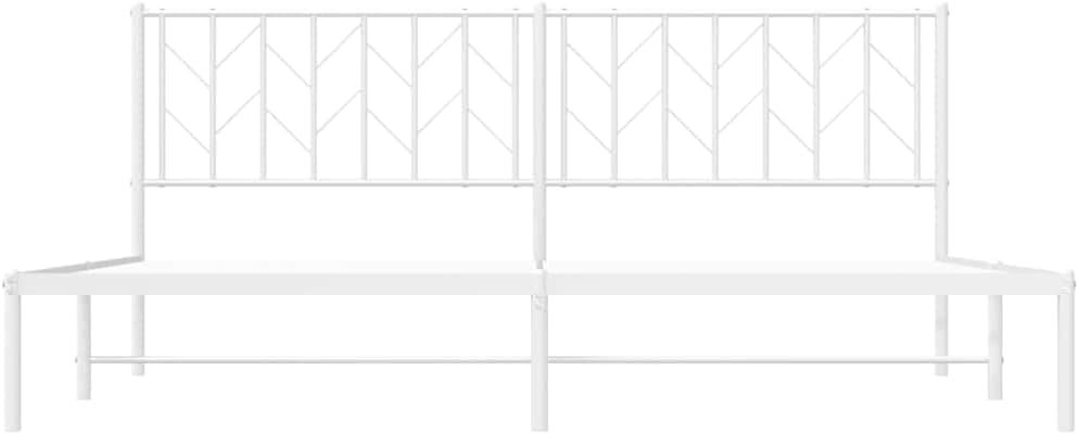Metal Bed Frame King Size with Headboard White Steel Platform Bed Frame Sturdy Bedframe with Underbed Storage Space for Bedroom Guest Room
