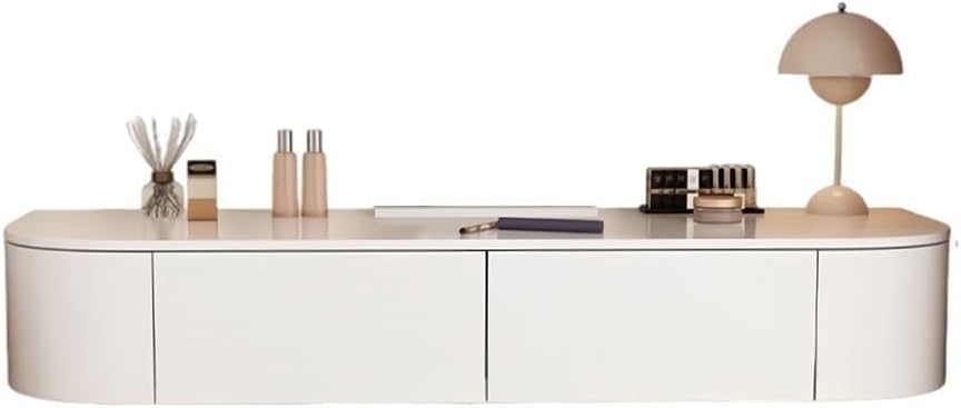 Wall Mounted Floating Vanity Table with Drawer Minimalist White Corner Makeup Desk Stable Wall-Hung Dressing Table for Room Heavy Duty(120 cm)
