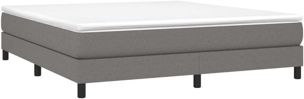 Dark Grey King Size Fabric Bed Frame with Engineered Wood Legs, 4-Piece Set for Modern Bedroom, Breathable Polyester Upholstery and Sturdy Plywood Construction, Easy