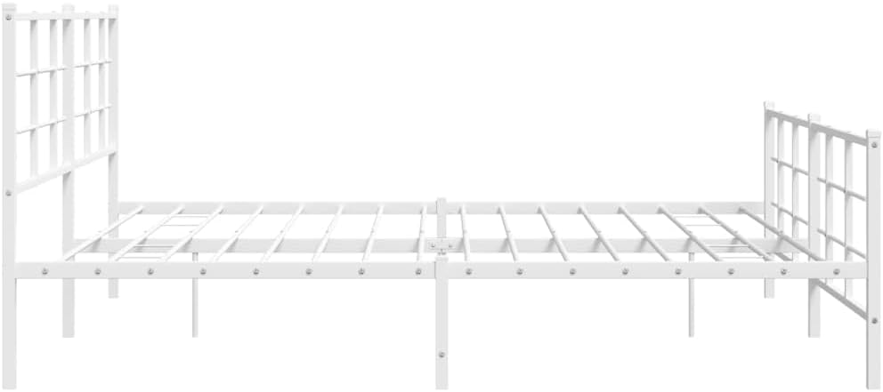 White Powder-Coated Steel Full Bed Frame Rectangular Modern Sturdy Platform with Easy Assembly and Durable Construction for Adults and Guest Rooms Sleek Contemporary Design