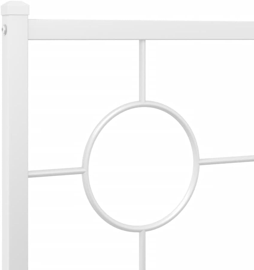 Metal Bed Frame with Headboard Queen Size 76'x79.9' White Sturdy Steel Platform Bedframe for Bedroom Furniture