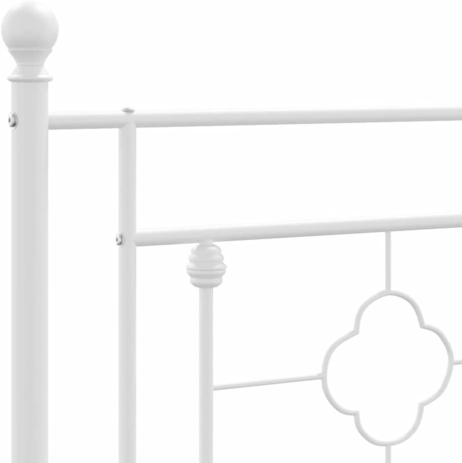 White Metal Bed Frame with Headboard 39.4'x78.7' Twin/Queen Platform Bed Frame Steel Construction Underbed Storage Space Bedroom Furniture