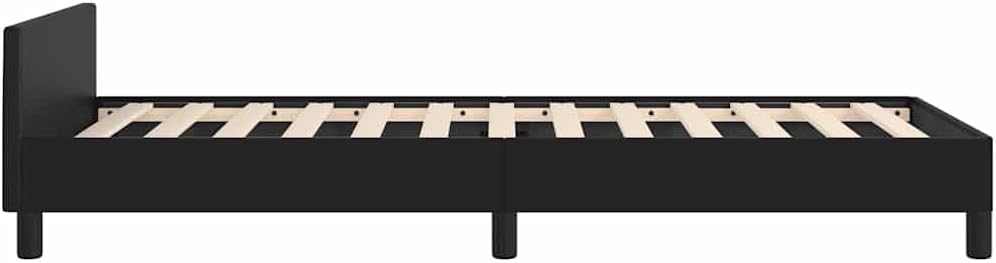 Twin XL Bed Frame with Headboard in Black Faux Leather, Scandinavian Style Upholstered Platform Bed for Modern Bedroom, Durable Plywood and Engineered Wood Construction, Easy