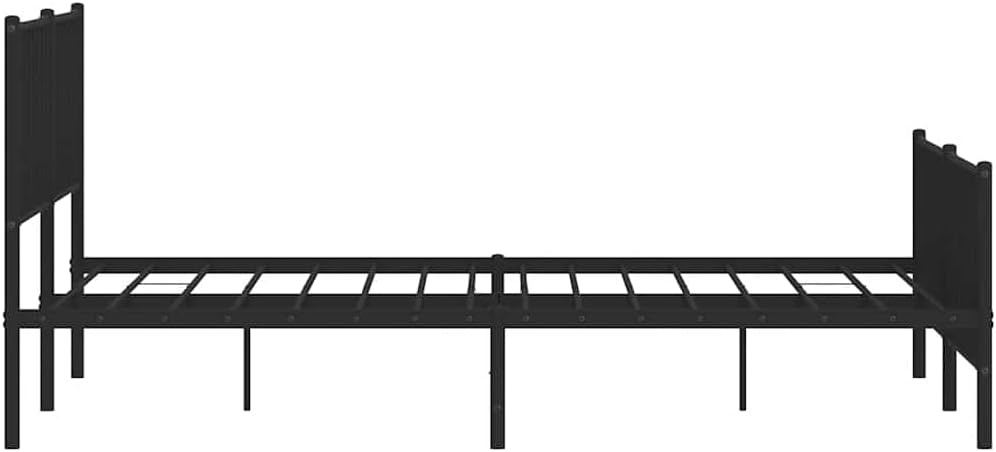 Black Powder-Coated Steel Double Bed Frame 76 x 80 Inches, Sturdy Metal Bed Base with Classic Design for Indoor Bedroom, Easy Assembly, Durable Construction, Supportive